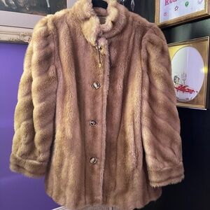 Vintage Sears 1970s Faux Fur Mink Mob Wife Coat